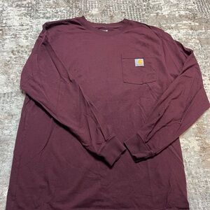 Carhartt Men's Burgundy Long Sleeve Tee